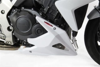 Fits Honda CB1000R   2008-2017  Belly Pan  Gloss White with Silver  Mesh by powerbronze.