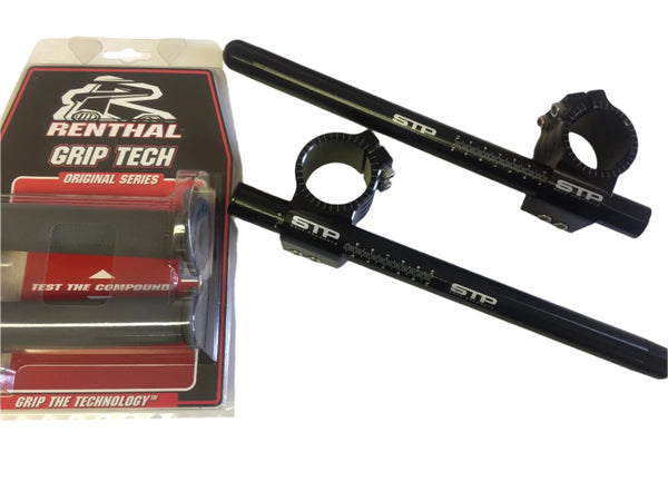STP Tek2 Universal 50mm Clip-ons with Renthal Grips