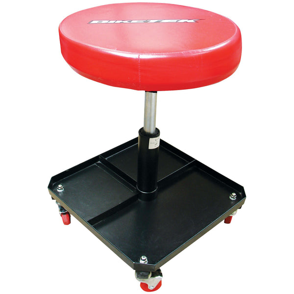 BikeTek Pneumatic Creeper Seat Chrome with storage tray