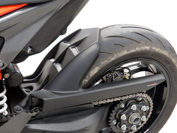KTM 1290 Super Duke R  20-2024 Matt Black & Silver Mesh Rear Hugger Powerbronze