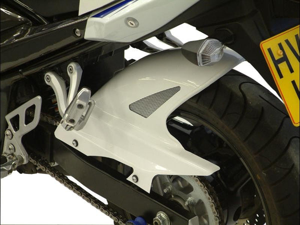 Suzuki GSX650F 08-2016 Gloss Black & Silver Mesh Rear Hugger by Powerbronze
