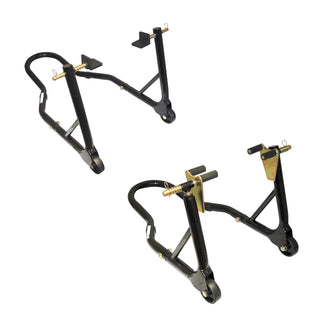 MotoGP Round Tubing Front & Rear Track Paddock Stand Set- Black