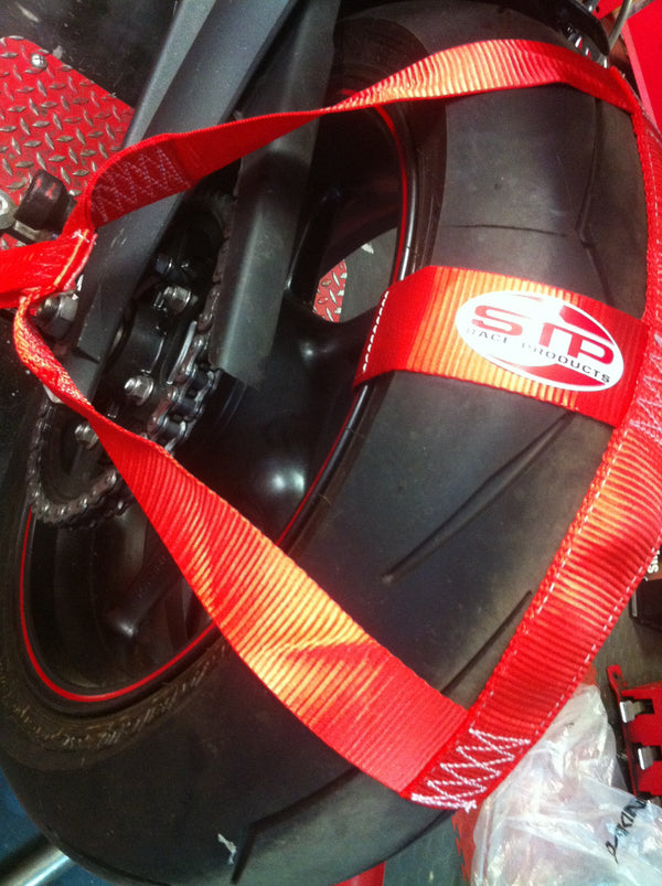 Motorbike Transport Tie Down Wheel Strap Polyester webbing Strap RED