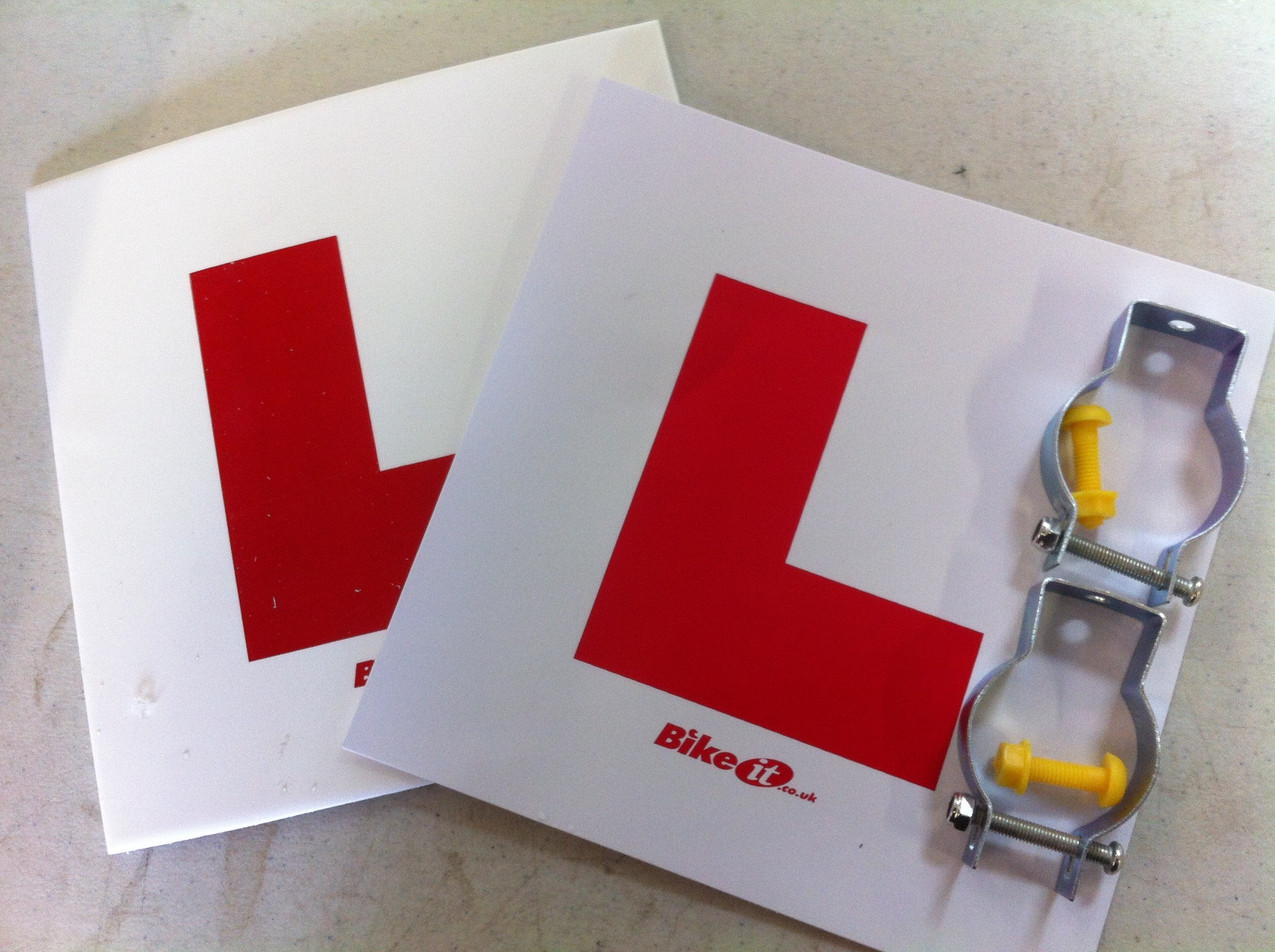 Motorcycle Scooter L Plate Pack 1 x Rigid with brackets 1 x self adhes