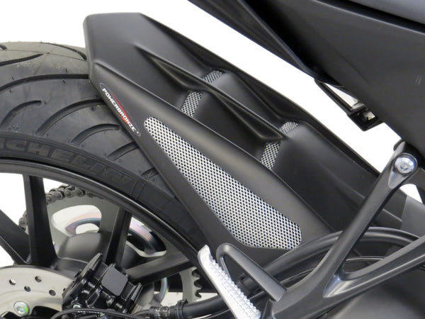 Yamaha MT-125  2020-2025 Matt Black & Silver Mesh Rear hugger by Powerbronze