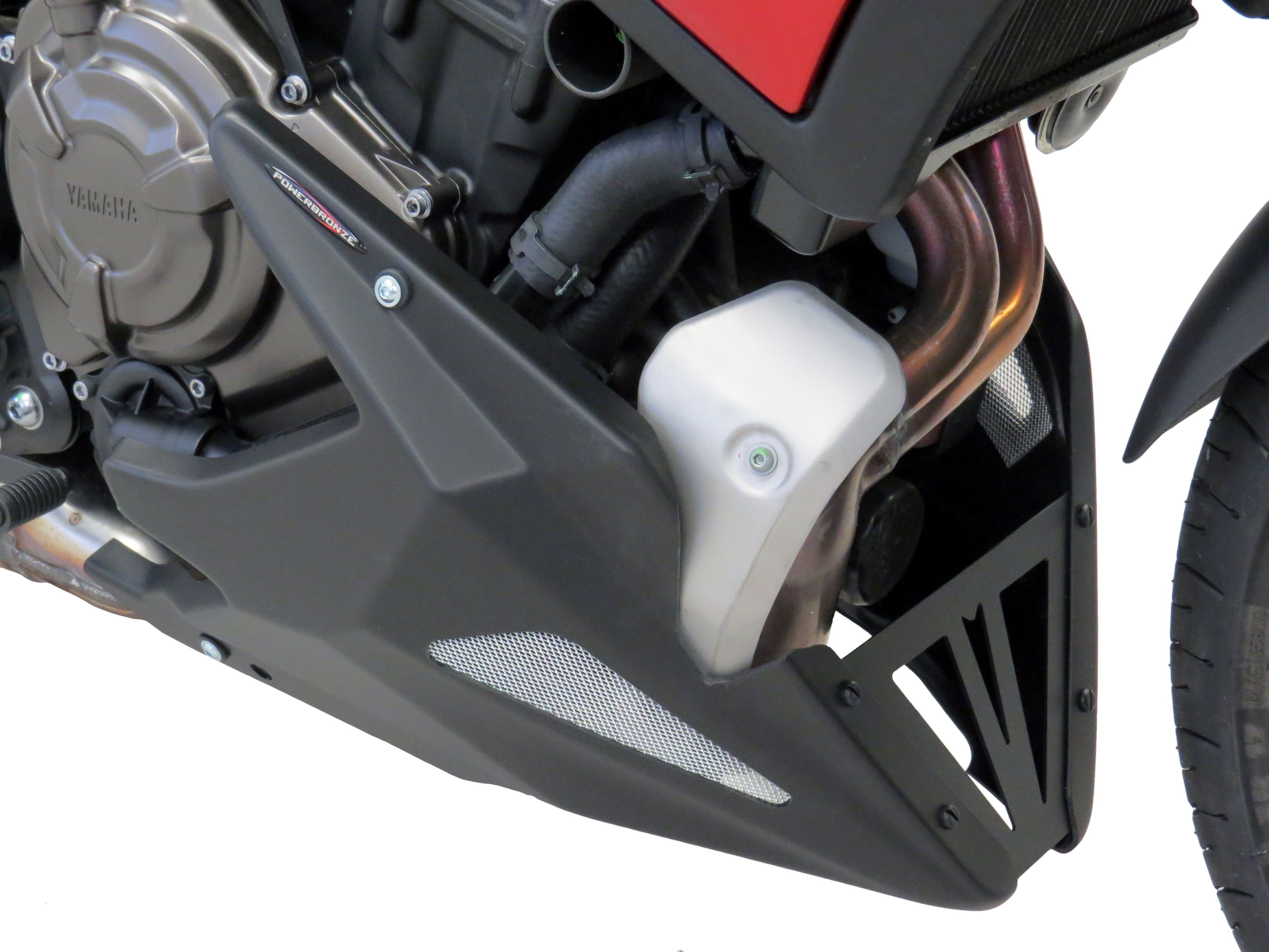 MT-07 & FZ-07 21-2025 Belly Pan Gloss Black with Silver Mesh by