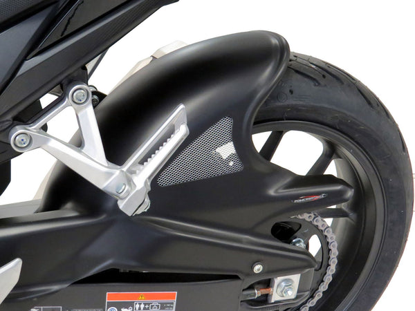 Fits Honda NX500 2024 > Carbon Look & Silver Mesh Rear Hugger by Powerbronze