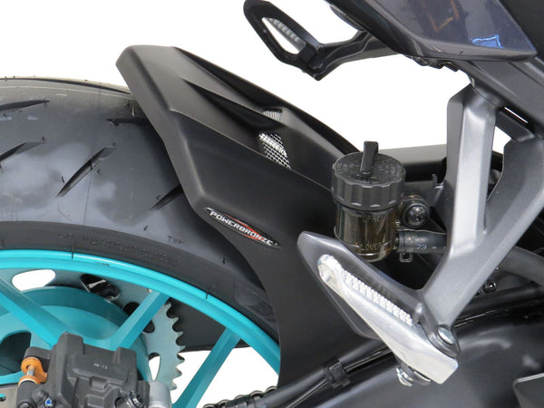 Yamaha MT-09 2024 Carbon Look & Silver Mesh Rear Hugger by Powerbronze
