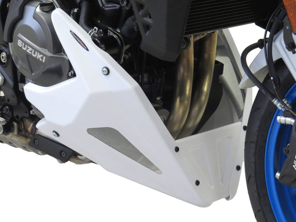 Suzuki GSX-8S, 2023 > Belly Pan Gloss White & Silver Mesh by Powerbronze.