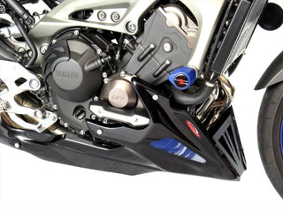 Yamaha MT-09 Tracer GT 18-2020(fits with yamaha engine protectors) Belly Pan Gloss Black & Silver Mesh Powerbronze
