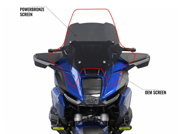 BMW R1300RT  2025 >  Dark Tint  430mm High Adventure Sports Screen Powerbronze.