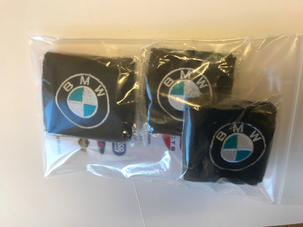 BMW Black 2 Brake + 1 Clutch  Reservoir Shrouds Socks Cover MBB