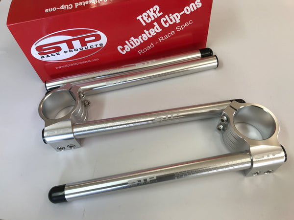 Universal 50mm STP Tek2 Calibrated road race polished aluminium Clip-Ons & Spare Tubes MBB