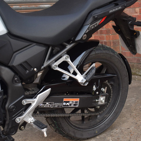 Fits Honda NX500 ,2024 >  Rear Wheel Matte Black Hugger & Chainguard by Pyramid
