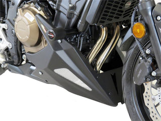 Fits Honda NX500 2024 >  Matt Black & Silver Mesh Belly Pan by Powerbronze