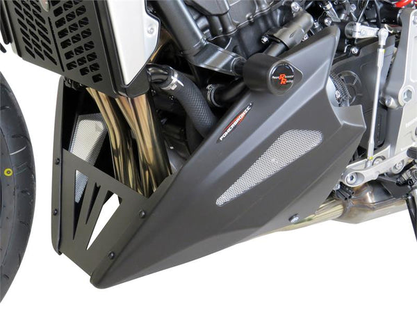 Fits Honda CB1000R   2018-2024  Belly Pan   Black with Silver  Mesh by powerbronze