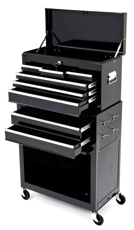 Bike It Black Rolling Tool Cabinet With Top Chest