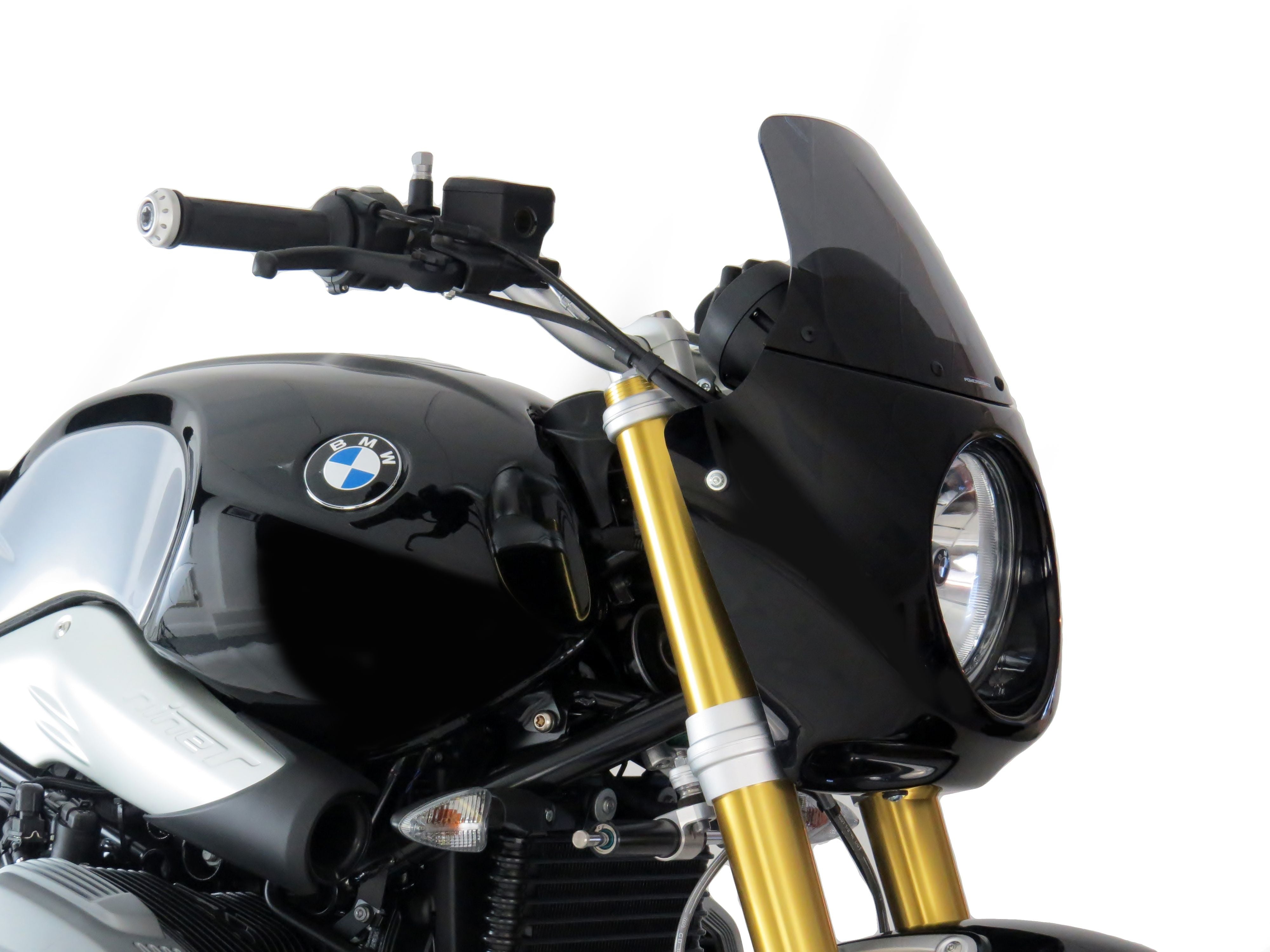 BMW R Nine T 14-2022 Gloss Black Headlight Fairing Screen by Powerbronze
