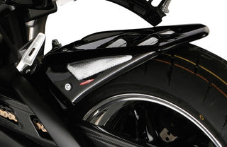 Suzuki B-King 2007-2012 (no chainguard) Rear Hugger by Powerbronze Gloss Black & Silver Mesh.
