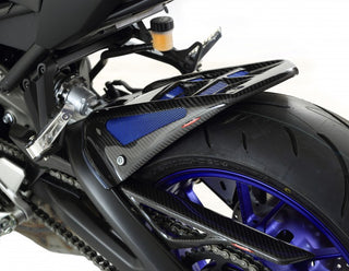 Yamaha MT-09 & FJ-09 Tracer  15-17 Rear Hugger Gloss Black & Silver Mesh by Powerbronze