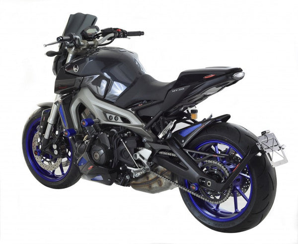 Yamaha MT-09 & FJ-09 Tracer  15-17 Rear Hugger Gloss Black & Blue Mesh by Powerbronze