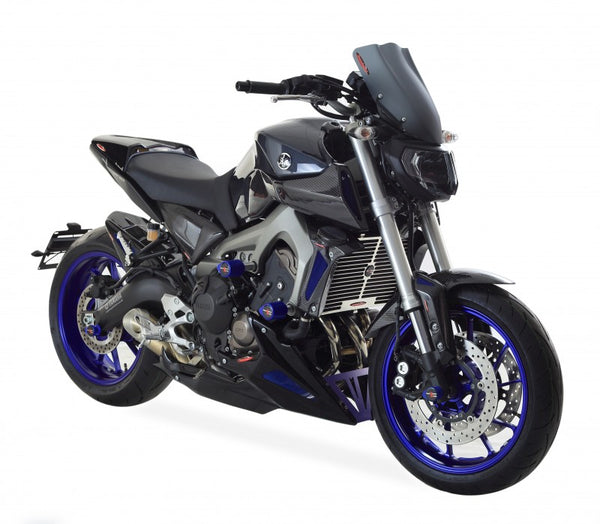 Yamaha MT-09 & FJ-09 Tracer  15-17 Rear Hugger Gloss Black & Silver Mesh by Powerbronze