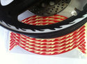 NEW MOTORCYCLE MOTORBIKE  RED FLOURESCENT FLAME WHEEL STRIPES 16-19"