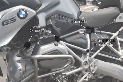 BMW R1200GS & Adventure 2013 - 2016 ABS Black Plastic Frame Finishing End Caps