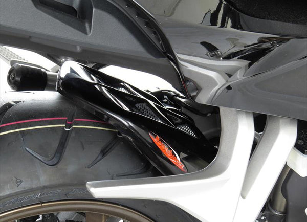 Fits Honda VFR800F  14-2021 Gloss Black & Silver MeshRear Hugger by Powerbronze