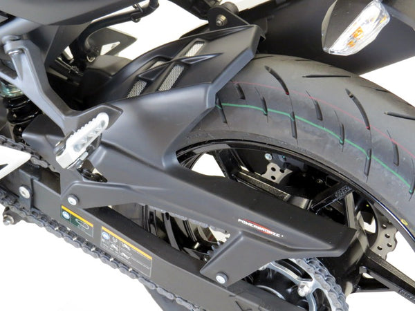 Kawasaki Ninja 400  2018-2025 Carbon Look & Silver Mesh Rear Hugger Powerbronze