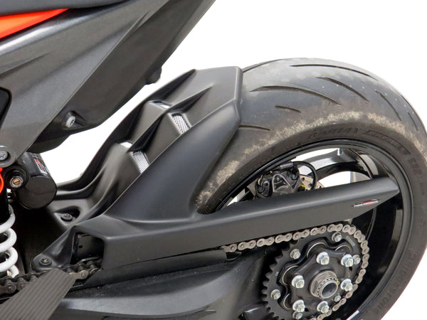 KTM 1290 Super Duke R  20-2024 Gloss Black & Silver Mesh Rear Hugger Powerbronze