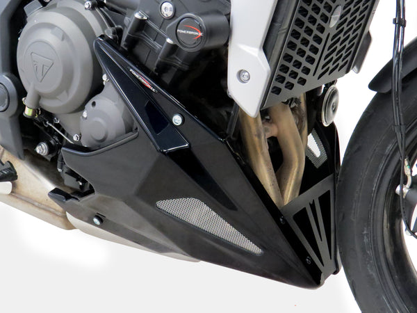 Triumph Trident 660 21-2025  Matt Black & Silver Mesh Belly Pan Powerbronze