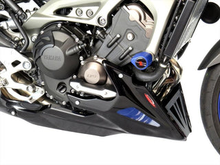 Yamaha MT-09 & FZ-09 (not Tracer) 2013-2016 Belly Pan (fits with Yamaha engine protectors) Black Finish with Silver Mesh Powerbronze