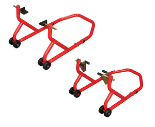 BikeTek Series 3 Front & Rear Track Paddock Stand Set- Red