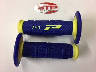 Progrip Soft Touch 791 Yellow Blue MX Off Road Grips Dual Density 115mm.