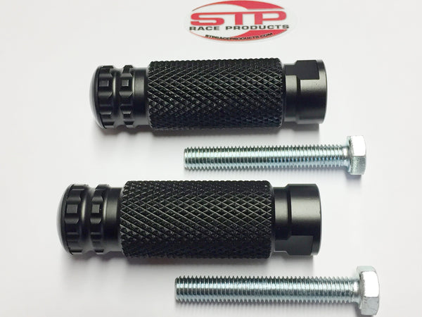 Universal Replacement Rearset Footpegs Black Anodised Finish 8mm fixing PAIR