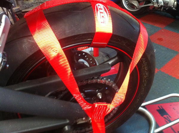 Motorbike Transport Tie Down Wheel Strap Polyester webbing Strap RED