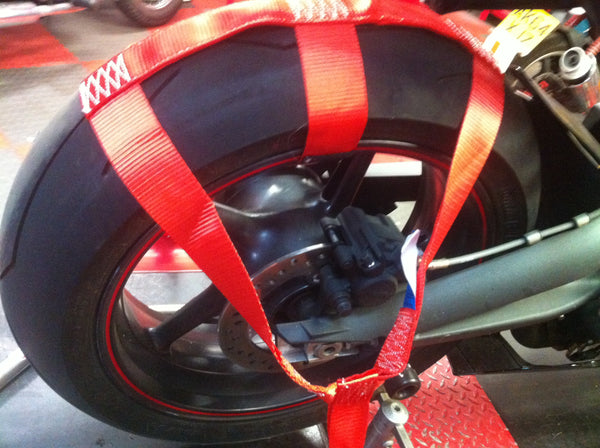 Motorbike Transport Tie Down Wheel Strap Polyester webbing Strap RED