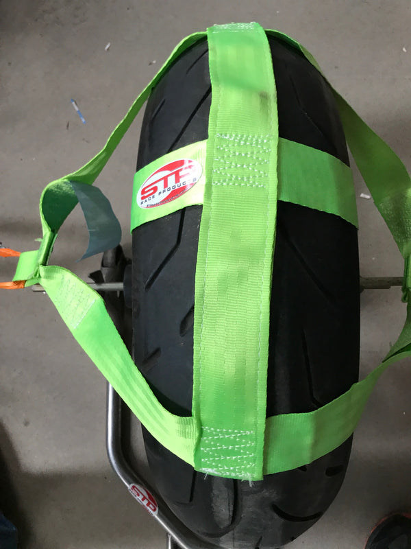 Green Rear Wheel Tie-Down Wheel Strap Motorcycle Light Strong Polyester webbing Strap..