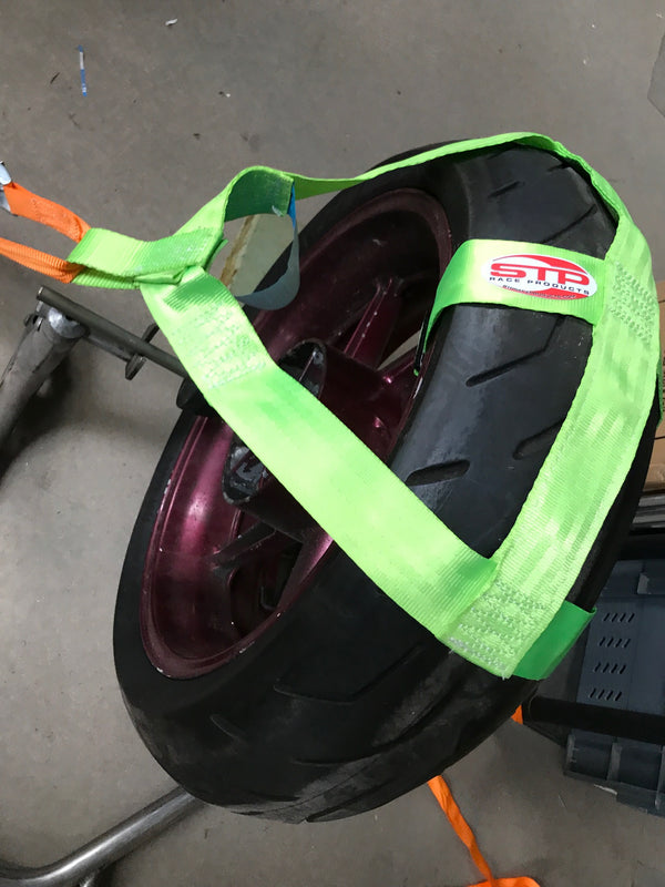 Motorbike Transport Tie Down Wheel Strap  Polyester webbing Strap GREEN