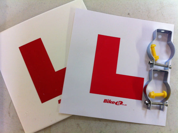 Motorcycle Scooter  L Plate Pack 1 x Rigid with brackets 1 x self adhesive