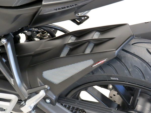 Yamaha YZF-R125  2019-2024 Matt Black & Silver Mesh rear hugger by powerbronze