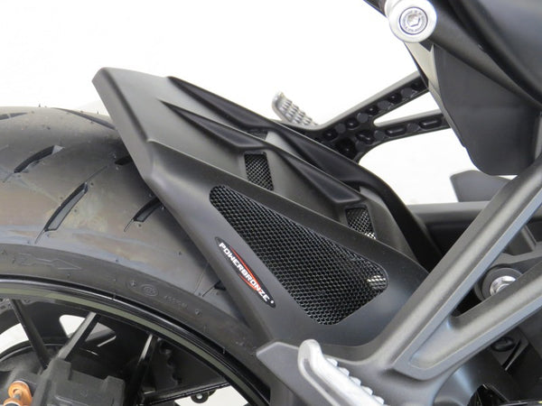 Kawasaki Z900 17-21 & Z900RS/Cafe 18-20 Gloss Black & Silver Mesh Rear Hugger by Powerbronze