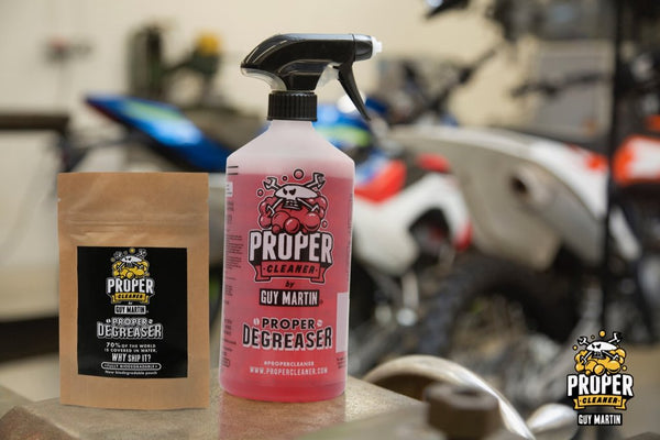 Guy Martin PROPER Motorcycle De-Greaser Starter Pack Bottle & Refill Pouch 2x750ml.