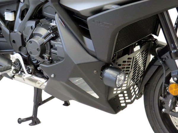 Fits Honda NT1100 (DCT model) 2022 >  Fairing Lowers (fits with Honda fog lights) Gloss Black & Silver Mesh by Powerbronze
