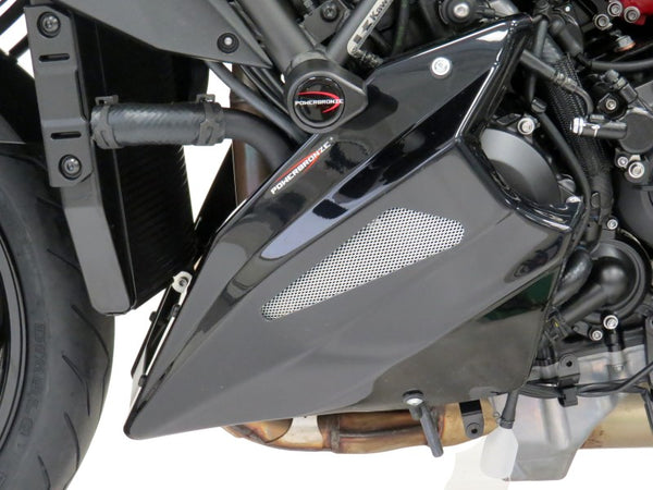 Kawasaki  ZH2    2020-2023 Belly Pan  Gloss Black & Silver Mesh by Powerbronze. RRP £172