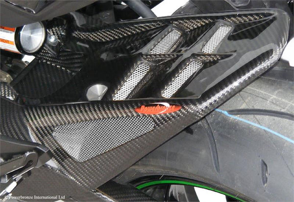 Kawasaki Z800 2013-2016 Carbon Look & Silver Mesh Rear Hugger by Powerbronze